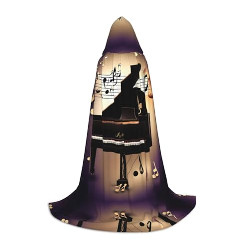 YQxwJL Kapuzenumhang mit Musiknoten-Druck, Uni-Umhang, Hexenumhang, Vampirumhang, Halloween-Cosplay-Kostüme von YQxwJL