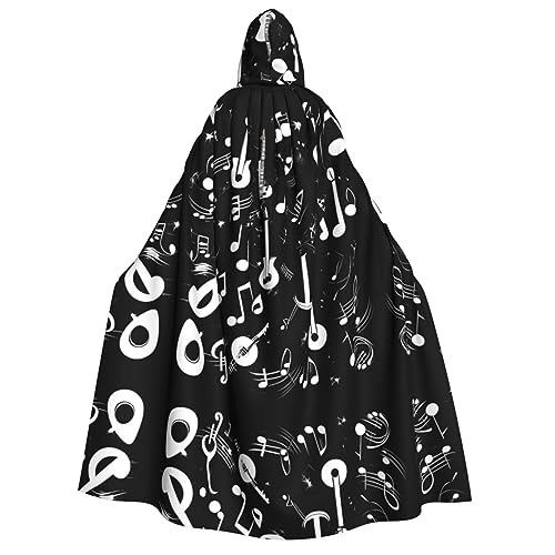 YQxwJL Kapuzenumhang mit Musiksymbole, Uni, Erwachsene, Hexenumhang, Horror-Umhang, für Halloween, Cosplay-Kostüme von YQxwJL