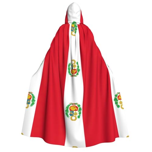 YQxwJL Kapuzenumhang mit Peru-Flagge, Uni, für Erwachsene, Hexenumhang, Horror-Umhang, für Halloween, Cosplay-Kostüme von YQxwJL