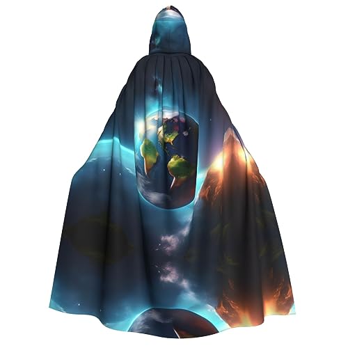 YQxwJL Kapuzenumhang mit Planetendruck, Hexenumhang, für Herren, Horror-Umhang, für Halloween, Cosplay-Kostüme von YQxwJL