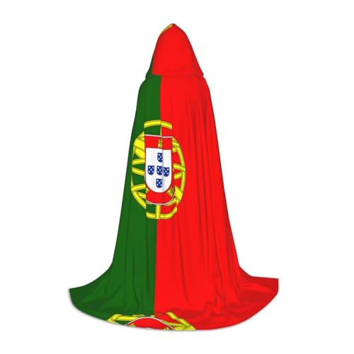 YQxwJL Kapuzenumhang mit Portugiesischer Flagge, Uni-Kapuzenumhang, Hexenumhang, Vampir Umhang für Halloween, Cosplay von YQxwJL