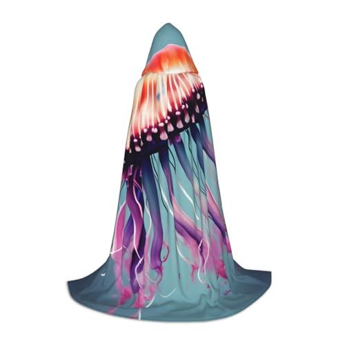 YQxwJL Kapuzenumhang mit Quallenprint, Uni Cape, Hexenumhang, Vampir Umhang für Halloween und Cosplay Kostüme von YQxwJL