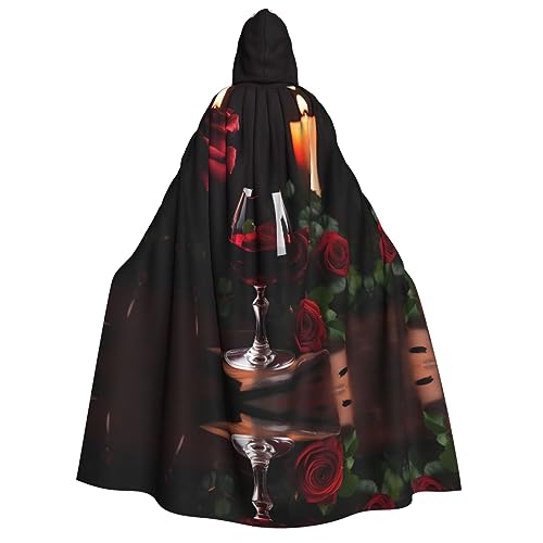 YQxwJL Kapuzenumhang mit Rotweinrosen und Kerzen, Uni, für Erwachsene, Hexenumhang, Horror-Umhang, für Halloween, Cosplay-Kostüme YQxwJL Kapuzenumhang mit Rotweinrosen und Kerzen, Uni, für Erwachsene, Hexenumhang, Horror-Umhang, für Halloween, Cosplay-Kostüme von YQxwJL