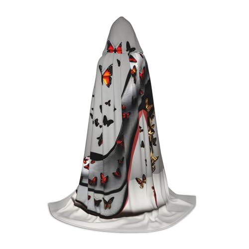 YQxwJL Kapuzenumhang mit Schmetterlingsmotiv, uni, Hexen-Zauberer-Umhang, Vampirumhang für Halloween, Cosplay-Kostüme von YQxwJL