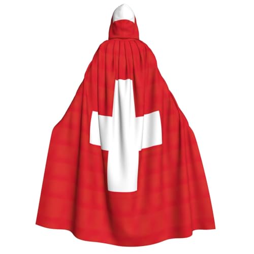 YQxwJL Kapuzenumhang mit Schweizer Flagge, Hexenumhang, Horror-Umhang, für Halloween, Cosplay-Kostüme von YQxwJL