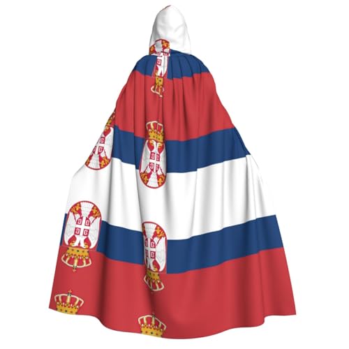 YQxwJL Kapuzenumhang mit Serbien-Flagge, Uni, für Erwachsene, Hexenumhang, Horror-Umhang, für Halloween, Cosplay-Kostüme von YQxwJL