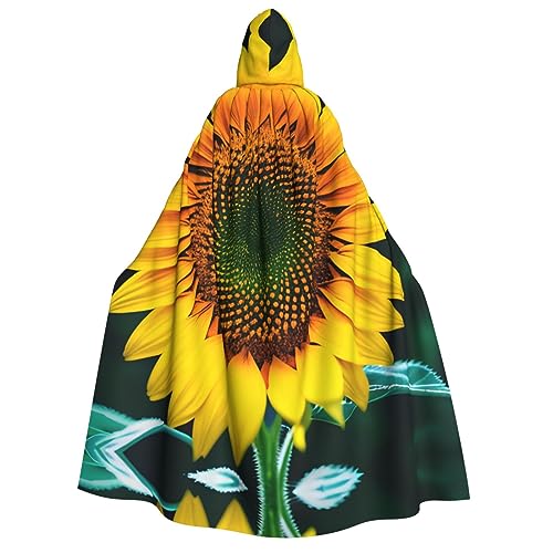 YQxwJL Kapuzenumhang mit Sonnenblumenmuster, Uni, für Erwachsene, Hexenumhang, Horror-Umhang, für Halloween, Cosplay-Kostüme von YQxwJL