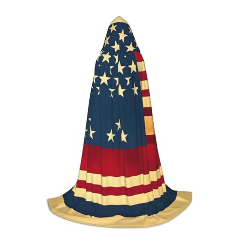 YQxwJL Kapuzenumhang mit US-Flaggen-Druck, Uni-Umhang, Hexenumhang, Vampirumhang für Halloween-Kostüme von YQxwJL