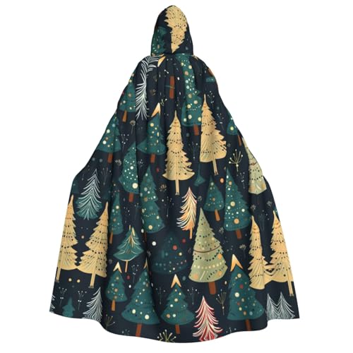 YQxwJL Kapuzenumhang mit Weihnachtsbaum-Aufdruck, volle Länge, Halloween-Umhang, Party-Umhang, Cosplay, Party-Kostüme für Damen und Herren von YQxwJL