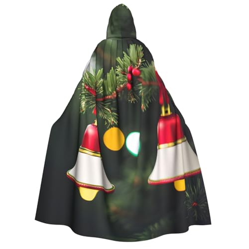 YQxwJL Kapuzenumhang mit Weihnachtsbaum und Glocke, volle Länge, Halloween-Umhang, Party-Umhang, Cosplay, Party-Kostüme für Damen und Herren von YQxwJL