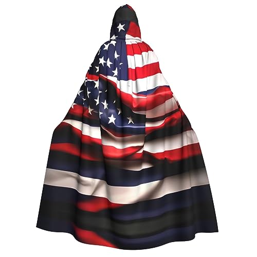 YQxwJL Kapuzenumhang mit amerikanischer Flagge, Hexenumhang, Horror-Umhang, für Halloween, Cosplay-Kostüme von YQxwJL