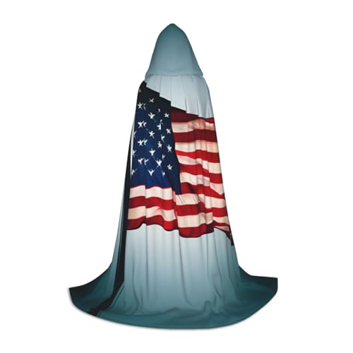 YQxwJL Kapuzenumhang mit amerikanischer Flagge, Uni, Hexen-Zauberer-Umhang, Vampirumhang für Halloween, Cosplay-Kostüme von YQxwJL