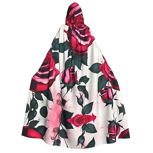 YQxwJL Kapuzenumhang mit blühender Rose, Uni, für Erwachsene, Hexenumhang, Horror-Umhang, für Halloween, Cosplay-Kostüme von YQxwJL