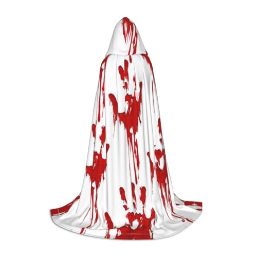 YQxwJL Kapuzenumhang mit blutigen Handabdrücken, Hexen-Zauberer-Umhang, für Halloween, Cosplay, Party-Kostüm von YQxwJL