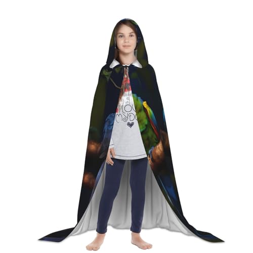 YQxwJL Kapuzenumhang mit drei Papageien, Uni, Hexen-Zauberer-Umhang, Vampirumhang für Halloween, Cosplay-Kostüme von YQxwJL