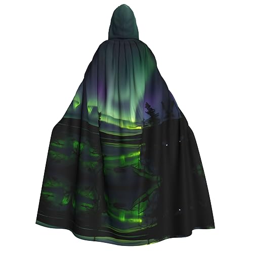 YQxwJL Kapuzenumhang mit dunklem Nordlichtern, Hexenumhang, Horror-Umhang, für Halloween, Cosplay-Kostüme von YQxwJL