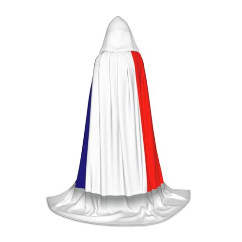 YQxwJL Kapuzenumhang mit französischer Flagge, Hexen-Zauberer-Umhang, für Halloween, Cosplay, Party-Kostüm von YQxwJL