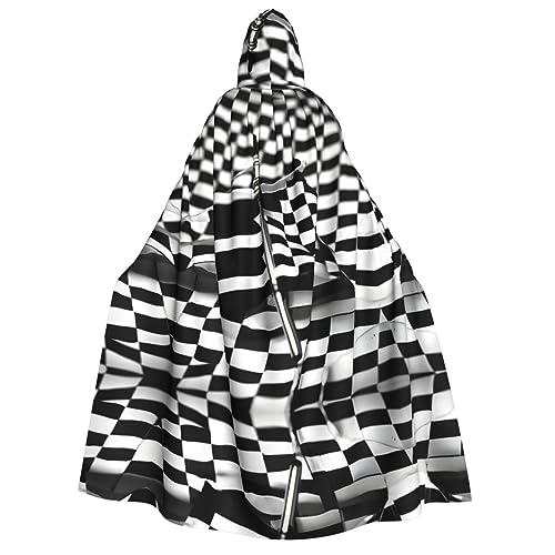 YQxwJL Kapuzenumhang mit karierter Flagge, Uni, Erwachsene, Hexenumhang, Horror-Umhang, für Halloween, Cosplay-Kostüme von YQxwJL