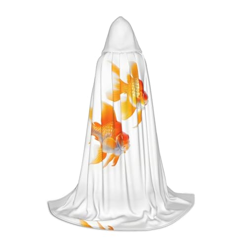 YQxwJL Kapuzenumhang mit süßem Goldfischdruck, Uni Umhang, Hexenumhang, Vampir Umhang für Halloween, Cosplay von YQxwJL