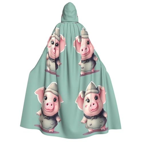 YQxwJL Kapuzenumhang mit süßem Schweine-Druck, Hexenumhang, Horror-Umhang, für Halloween, Cosplay-Kostüme YQxwJL Kapuzenumhang mit süßem Schweine-Druck, Hexenumhang, Horror-Umhang, für Halloween, Cosplay-Kostüme von YQxwJL