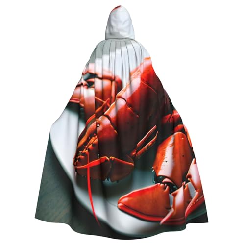 YQxwJL Karnevals-Umhang mit Hummer-Druck, Zauberer, Kapuzenumhang, für Erwachsene, Halloween, Cosplay-Kostüme von YQxwJL