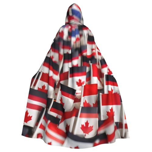 YQxwJL Kleiner Kanadischer Flaggen-Druck, Karneval, Umhang, Zauberer, Kapuzenumhang, für Erwachsene, Halloween, Cosplay-Kostüme von YQxwJL