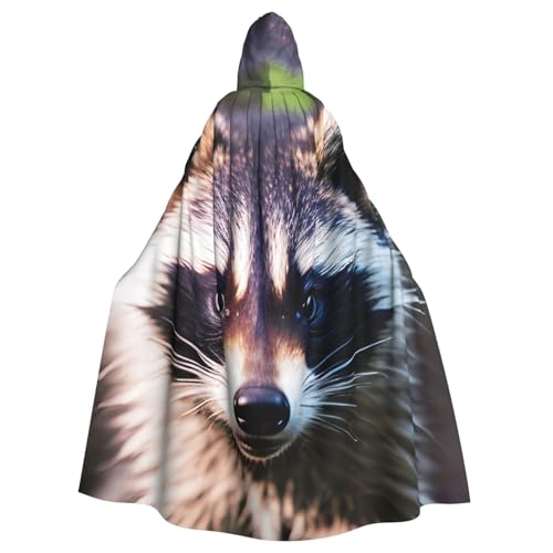 YQxwJL Kleiner Waschbär Gesicht 1 Druck Karneval Umhang Robe Umhang Zauberer Kapuzenumhang für Erwachsene Halloween Cosplay Kostüme von YQxwJL