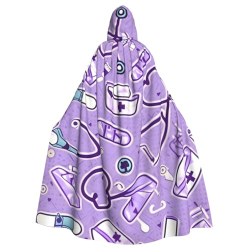 YQxwJL Krankenschwester-Muster lila Druck Karneval Umhang Robe Umhang Zauberer Kapuzenumhang für Erwachsene Halloween Cosplay Kostüme von YQxwJL