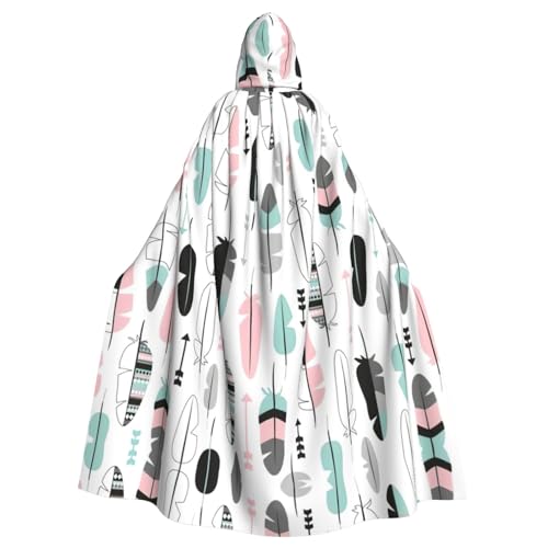 YQxwJL Langer Kapuzenumhang mit Federaufdruck, Uni, mit Kapuze, Halloween, Weihnachten, Kostüme, Partyumhang YQxwJL Langer Kapuzenumhang mit Federaufdruck, Uni, mit Kapuze, Halloween, Weihnachten, Kostüme, Partyumhang von YQxwJL