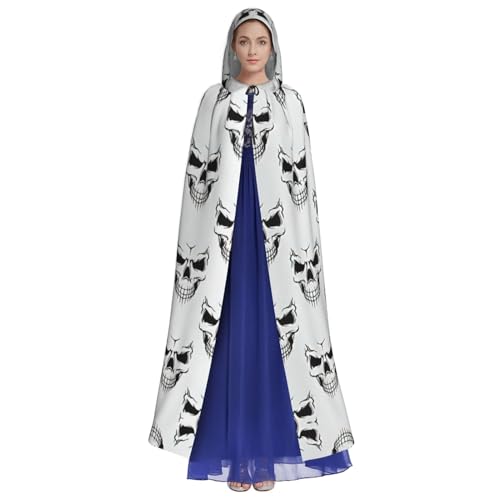 YQxwJL Langer Kapuzenumhang mit Halloween-Thema, einfarbiger Skelett-Kopf-Druck, Uni, mit Kapuze, Halloween, Weihnachten, Kostüme, Party-Umhang YQxwJL Langer Kapuzenumhang mit Halloween-Thema, einfarbiger Skelett-Kopf-Druck, Uni, mit Kapuze, Halloween, Weihnachten, Kostüme, Party-Umhang von YQxwJL