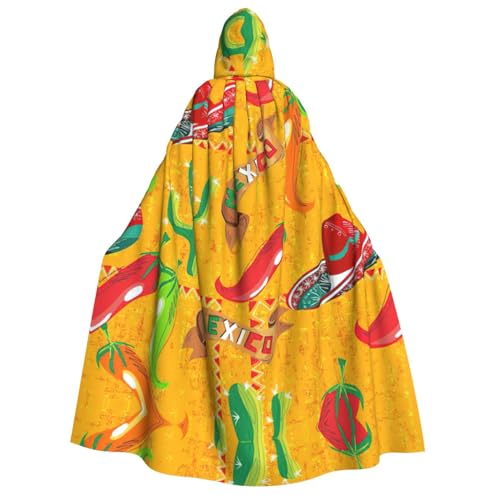 YQxwJL Langer Kapuzenumhang mit Kaktus-Hut und Chili-Pfeffer-Druck, Uni, mit Kapuze, Halloween, Weihnachten, Kostüme, Party-Umhang YQxwJL Langer Kapuzenumhang mit Kaktus-Hut und Chili-Pfeffer-Druck, Uni, mit Kapuze, Halloween, Weihnachten, Kostüme, Party-Umhang von YQxwJL