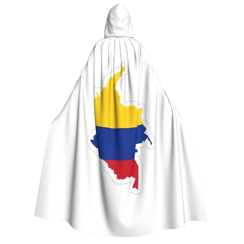 YQxwJL Langer Kapuzenumhang mit Kolumbien-Flagge, Uni, mit Kapuze, Halloween, Weihnachten, Kostüme, Partyumhang von YQxwJL