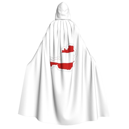 YQxwJL Langer Kapuzenumhang mit Österreichischer Flagge, Uni, mit Kapuze, Halloween, Weihnachten, Kostüme, Partyumhang von YQxwJL