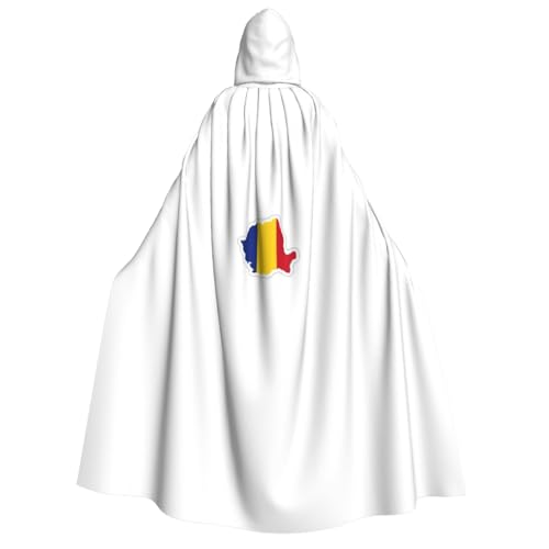 YQxwJL Langer Kapuzenumhang mit Rumänien-Flagge, Uni, mit Kapuze, Halloween, Weihnachten, Kostüme, Partyumhang von YQxwJL