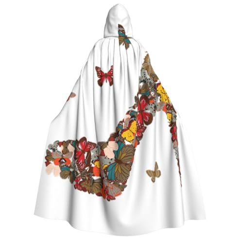 YQxwJL Langer Kapuzenumhang mit Schmetterlingsmotiv, Uni, mit Kapuze, Halloween, Weihnachten, Kostüme, Partyumhang von YQxwJL