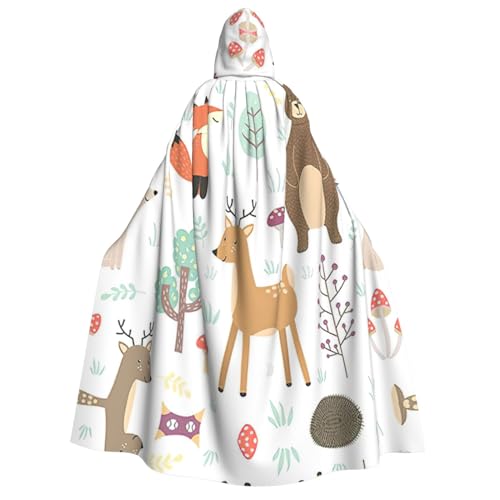 YQxwJL Langer Kapuzenumhang mit Tiermotiv, Uni, mit Kapuze, Halloween, Weihnachten, Kostüme, Partyumhang von YQxwJL