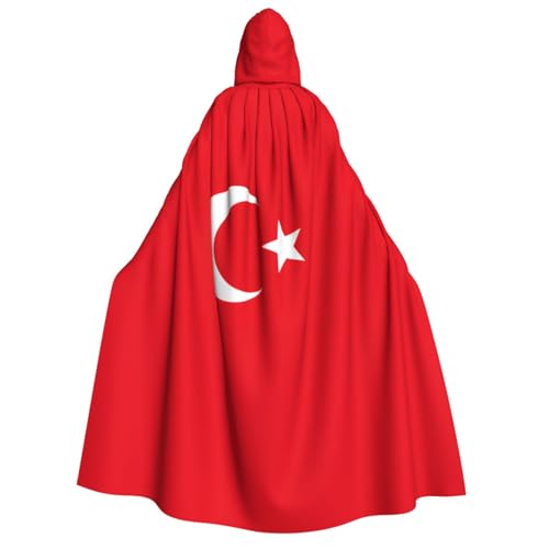 YQxwJL Langer Kapuzenumhang mit der Flagge der Türkei, Uni, mit Kapuze, Halloween, Weihnachten, Kostüme, Partyumhang von YQxwJL