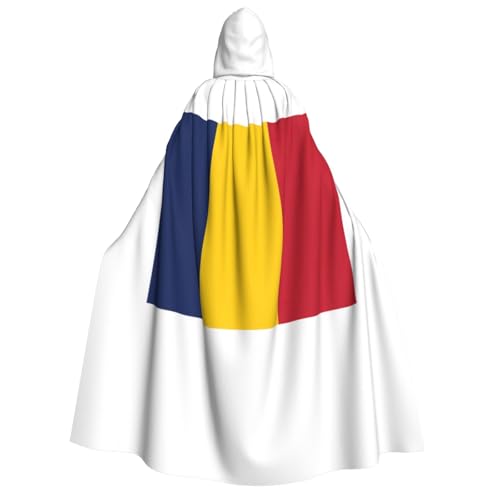 YQxwJL Langer Kapuzenumhang mit der Flagge des Tschads, Uni, mit Kapuze, Halloween, Weihnachten, Kostüme, Partyumhang von YQxwJL