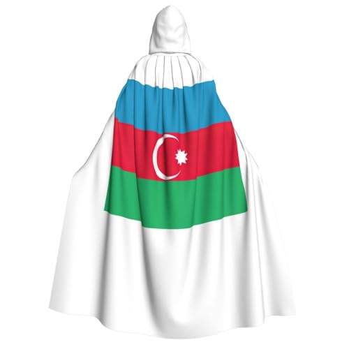 YQxwJL Langer Kapuzenumhang mit der Flagge von Aserbaidschan, Uni, mit Kapuze, Halloween, Weihnachten, Kostüme, Partyumhang von YQxwJL