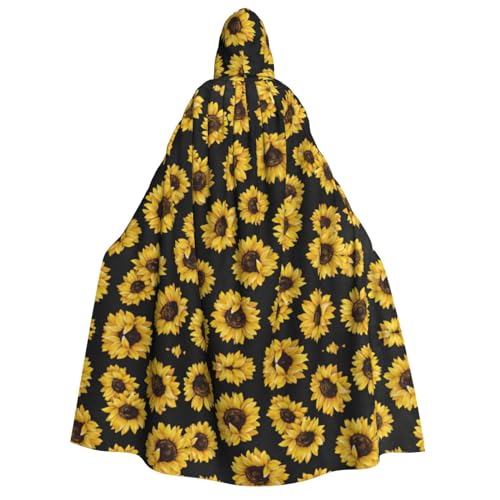 YQxwJL Langer Kapuzenumhang mit goldenem Sonnenblumen-Aufdruck, Uni, mit Kapuze, Halloween, Weihnachten, Kostüme, Partyumhang YQxwJL Langer Kapuzenumhang mit goldenem Sonnenblumen-Aufdruck, Uni, mit Kapuze, Halloween, Weihnachten, Kostüme, Partyumhang von YQxwJL