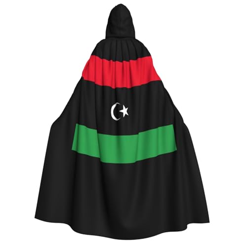 YQxwJL Langer Kapuzenumhang mit libyscher Flagge, Uni, mit Kapuze, Halloween, Weihnachten, Kostüme, Partyumhang von YQxwJL