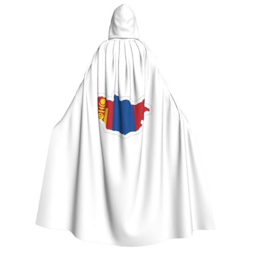 YQxwJL Langer Kapuzenumhang mit mongolischer Flagge, Uni, mit Kapuze, Halloween, Weihnachten, Kostüme, Partyumhang von YQxwJL