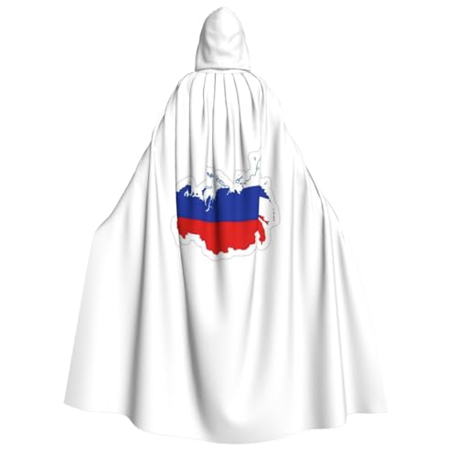 YQxwJL Langer Kapuzenumhang mit russischer Flagge, Uni, mit Kapuze, Halloween, Weihnachten, Kostüme, Partyumhang von YQxwJL