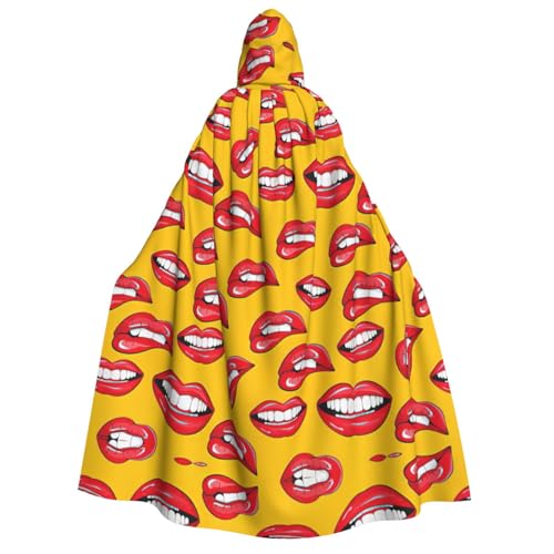YQxwJL Langer Umhang für Damen, lächelnd und beißend, mit roten Lippen, Uni, Umhang mit Kapuze, Halloween-Kostüm, Umhang für Erwachsene, Vampir-Hexenumhang YQxwJL Langer Umhang für Damen, lächelnd und beißend, mit roten Lippen, Uni, Umhang mit Kapuze, Halloween-Kostüm, Umhang für Erwachsene, Vampir-Hexenumhang von YQxwJL