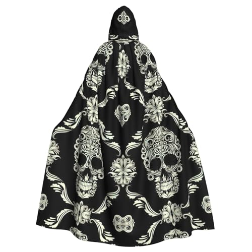 YQxwJL Langer Umhang mit Blumen-Totenkopf und Ornament-Muster, für Herren und Damen, Umhang mit Kapuze für Halloween, Mittelalter, Renaissance, Hexenkostüm YQxwJL Langer Umhang mit Blumen-Totenkopf und Ornament-Muster, für Herren und Damen, Umhang mit Kapuze für Halloween, Mittelalter, Renaissance, Hexenkostüm von YQxwJL