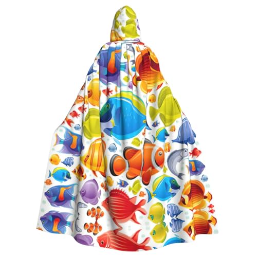 YQxwJL Langer Umhang mit Cartoon-Fischdruck, für Herren und Damen, Umhang mit Kapuze für Halloween, Mittelalter, Renaissance, Hexenkostüm YQxwJL Langer Umhang mit Cartoon-Fischdruck, für Herren und Damen, Umhang mit Kapuze für Halloween, Mittelalter, Renaissance, Hexenkostüm von YQxwJL