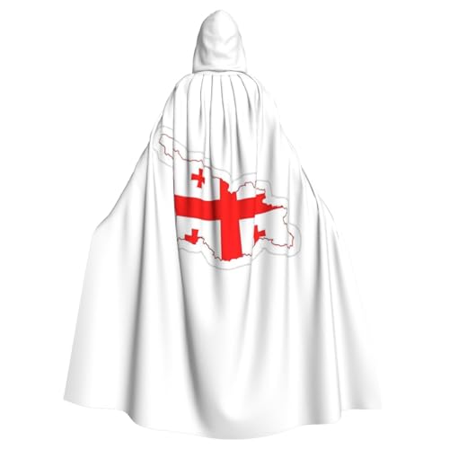 YQxwJL Langer Umhang mit Flaggenkarte von Georgien für Herren und Damen, Umhang mit Kapuze für Halloween, Mittelalter, Renaissance, Hexenkostüm YQxwJL Langer Umhang mit Flaggenkarte von Georgien für Herren und Damen, Umhang mit Kapuze für Halloween, Mittelalter, Renaissance, Hexenkostüm von YQxwJL