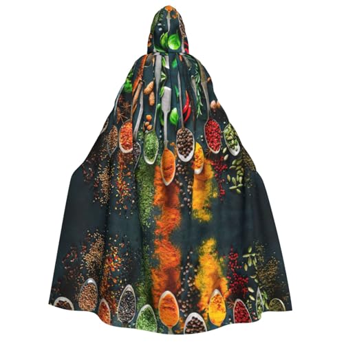 YQxwJL Langer Umhang mit Gewürzdruck, Uni, Umhang mit Kapuze, Halloween-Kostüm, Umhang für Erwachsene, Vampir-Hexenumhang YQxwJL Langer Umhang mit Gewürzdruck, Uni, Umhang mit Kapuze, Halloween-Kostüm, Umhang für Erwachsene, Vampir-Hexenumhang von YQxwJL