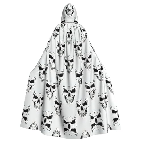 YQxwJL Langer Umhang mit Halloween-Thema, einfarbiger Skelett-Kopf-Druck, für Herren und Damen, Umhang mit Kapuze für Halloween, Mittelalter, Renaissance, Hexenkostüm YQxwJL Langer Umhang mit Halloween-Thema, einfarbiger Skelett-Kopf-Druck, für Herren und Damen, Umhang mit Kapuze für Halloween, Mittelalter, Renaissance, Hexenkostüm von YQxwJL