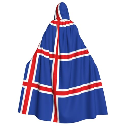 YQxwJL Langer Umhang mit Islandflagge, Uni, Umhang mit Kapuze, Halloween-Kostüm, Umhang für Erwachsene, Vampir-Hexenumhang von YQxwJL
